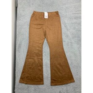 Womens Mittoshop Large (L) Brown Flare Design Pants NWT - $49 - Elastic Stretch